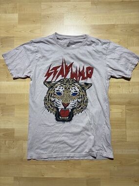 Original Paperbacks White Tee with Multicolor Leopard Head Graphic